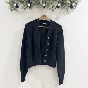 Everlane Boxy Thick Knit Cardigan Black XSmall